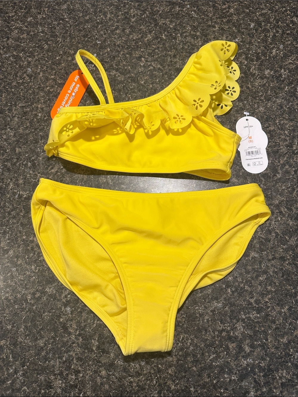 wonder nation Yellow One-Shoulder Ruffle Bikini
